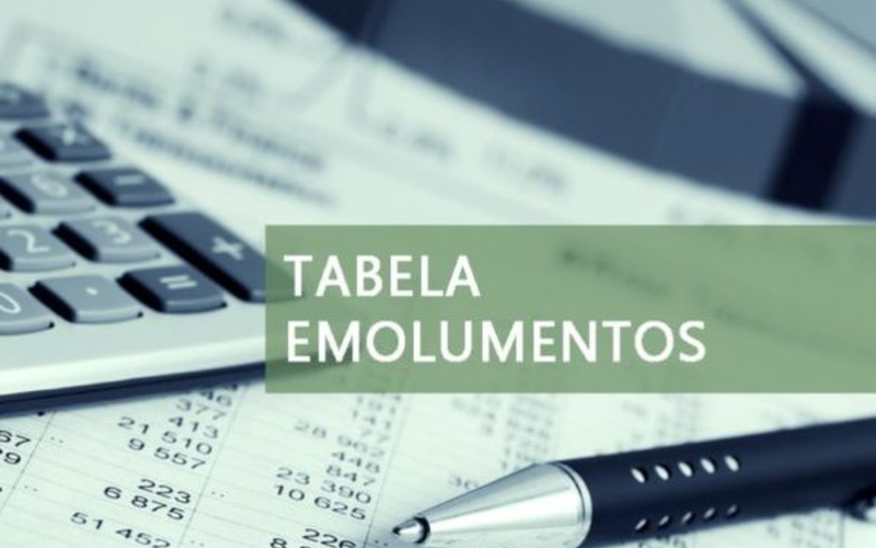Tabela de custas e emolumentos